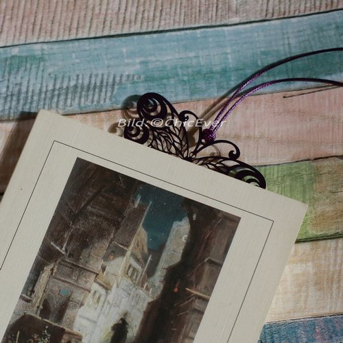 4er Set Lesezeichen Bookmark Schmetterlinge Metall schwarz blau orange rosa 3027